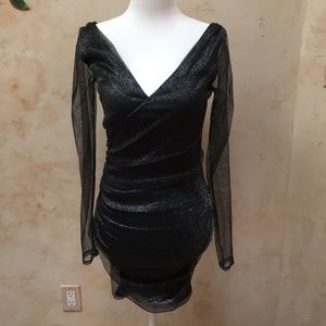Badgley Mischka Mark + James black shimmer LBD